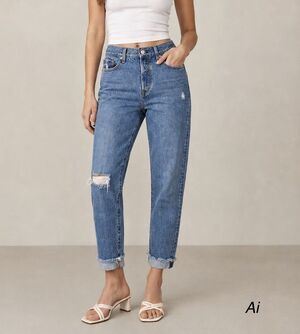 Levi’s Premium (Big E) Wedgie Women’s 29 High-Rise Blue Distressed Ankle Jeans